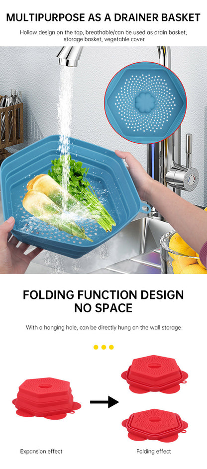 Microwave Oven Anti Spluttering Lid Collapsible Silicone Microwave Food Cover with Plate Microwave Cover lids