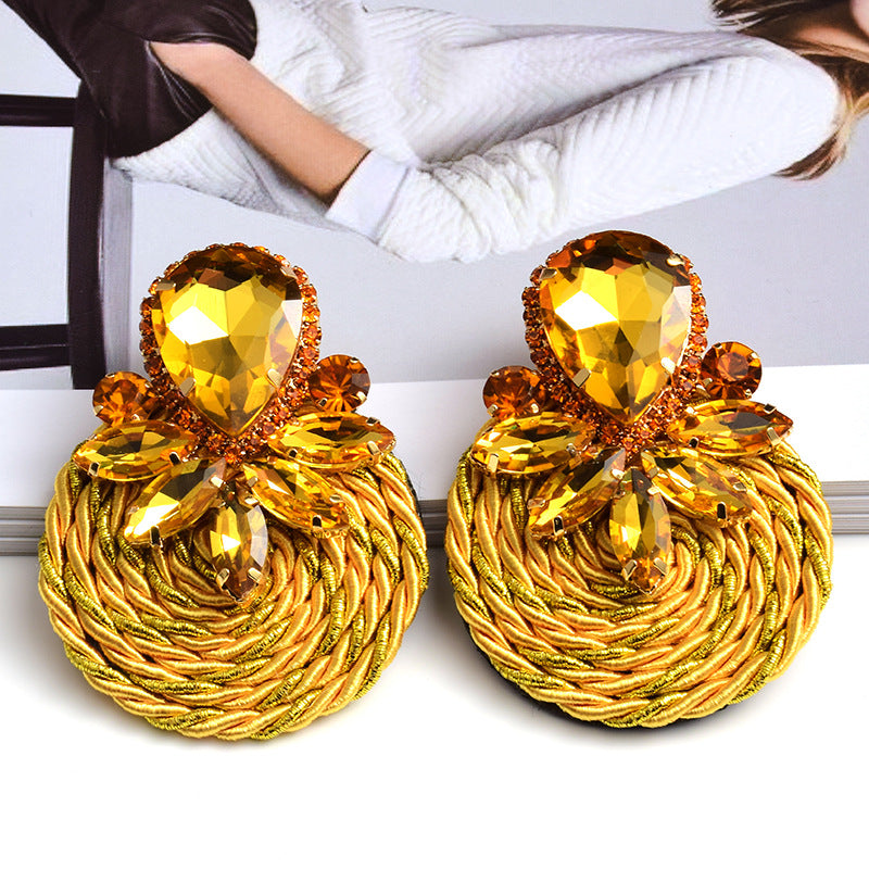 Earrings New Color Crystal Big Diamond Jewelry Round