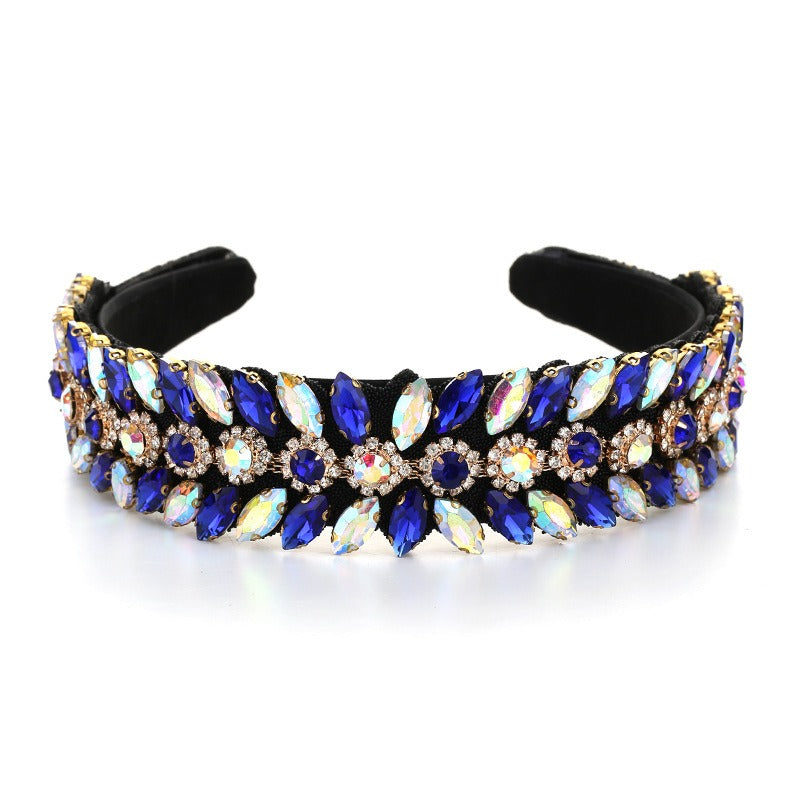 Fashionable Super Flash Set Colored Glass Diamond Crystal Headband Headband