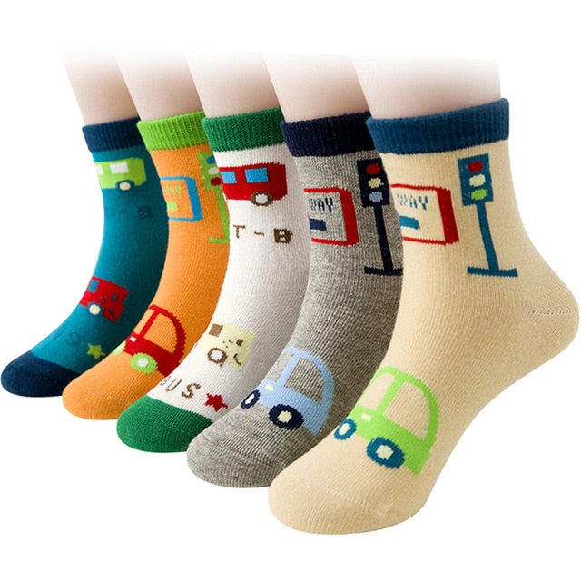 10 Pairs/Lot Boys Socks for Kids Children Toddler Casual Elastic Cotton Socks Wholesale 1-12 Years