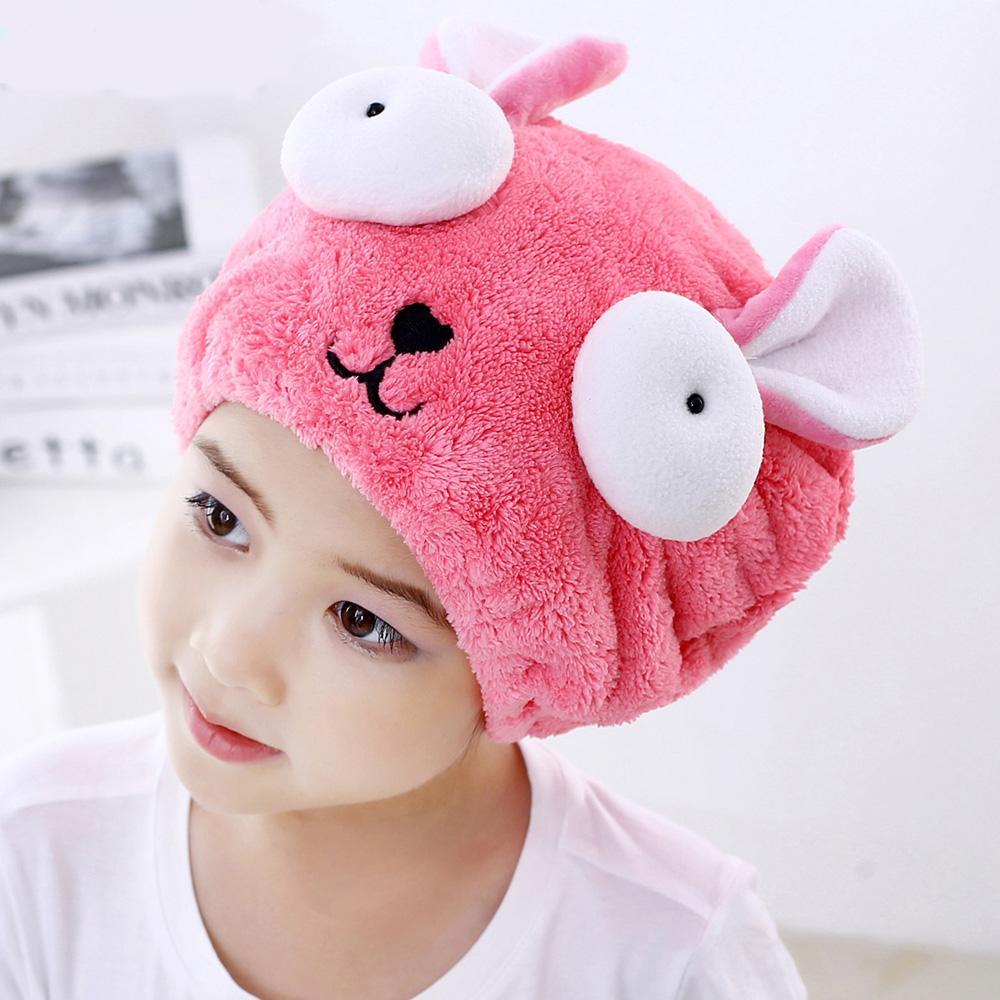 Cute Bath Towel Hair Dry Hat Shower Cap Strong Absorbing Drying Long - Velvet Ultra -Soft Children 's Special Dry Hair Cap Towel