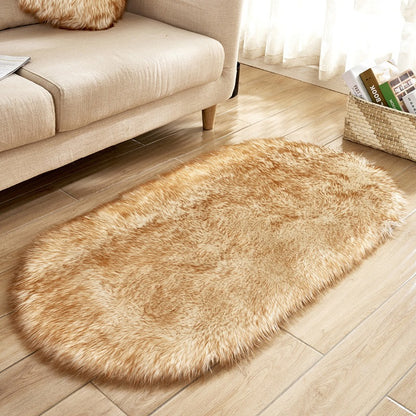 Imitation Wool Carpet, Oval Plush Carpet, Tea Table, Living Room, Bedroom, Bedside Blanket, Window Mat