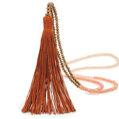 Colorful Velvet Thread Pendant Crystal Tassel Sweater Chain Women's Handmade Long Necklace Jewelry