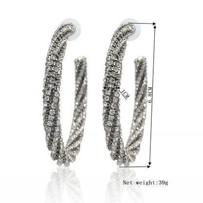 Luxury Fashion Circle Crystal Big Earring 2018 Women Statement Charm Rhinestone Hoop Earrings Jewelry