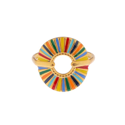 Retro niche rainbow opening creative ring, stainless steel golden opening circle, color oil drop ring