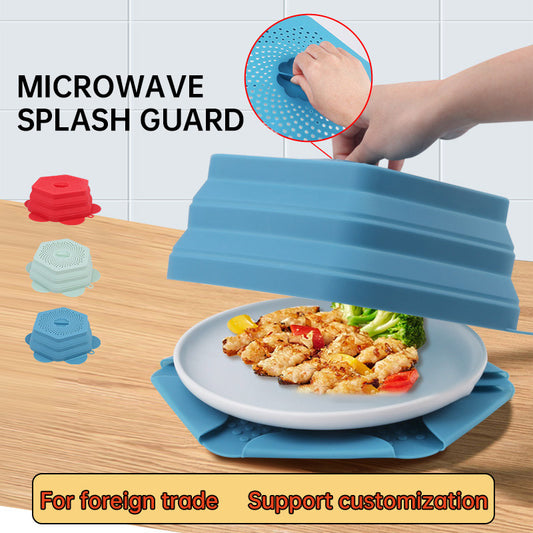 Microwave Oven Anti Spluttering Lid Collapsible Silicone Microwave Food Cover with Plate Microwave Cover lids