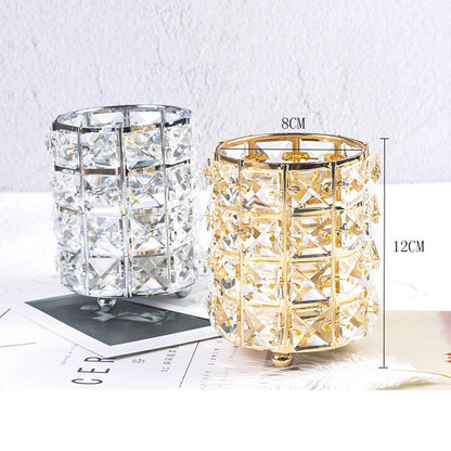 Europe Metal Makeup Brush Storage Tube Eyebrow Pencil Makeup Organizer Bead Crystal Jewelry Storage Box