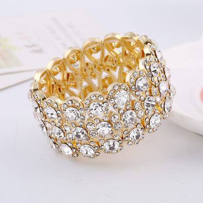 Jewelry Fashion Classic Luxury Full Diamond Crystal Elastic Handmade 8 Character Bracelet