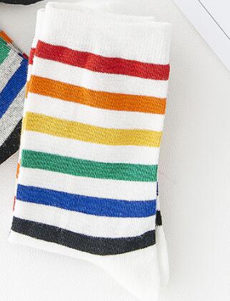 Rainbow Striped Patterned Funny Short Socks Women Cool Cotton Harajuku Socks Female Fashion Colored Happy Sock