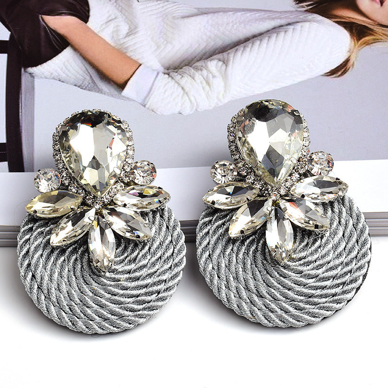 Earrings New Color Crystal Big Diamond Jewelry Round