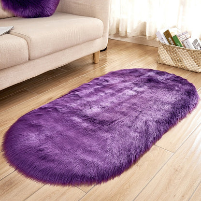 Imitation Wool Carpet, Oval Plush Carpet, Tea Table, Living Room, Bedroom, Bedside Blanket, Window Mat