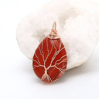 sedmart Tree of Life Pendant Amethyst Rose Crystal Necklace Gemstone Chakra Jewelry