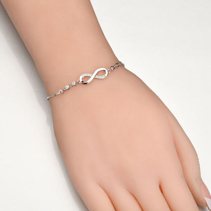 Luxurious Crystal Bracelet Silver Color Adjustable Infinity Charm Bracelets for Women Fashion Jewelry