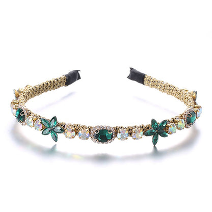 Crystal flower set with colorful glass diamond fine edge hair hoop