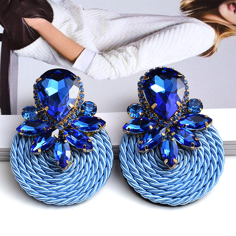 Earrings New Color Crystal Big Diamond Jewelry Round