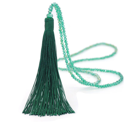 Colorful Velvet Thread Pendant Crystal Tassel Sweater Chain Women's Handmade Long Necklace Jewelry