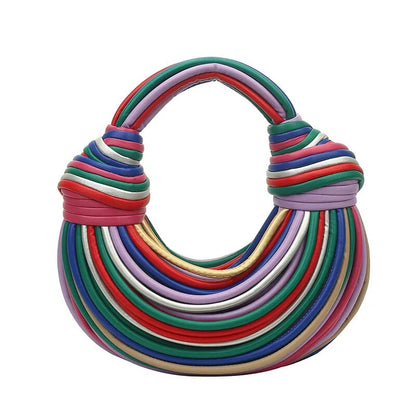 New Colourful Rainbow Noodles Shaped Luxury Designer Women Lady Handbag Underarm Bag Woman Totes Purses Clutch Party Dinner Bags