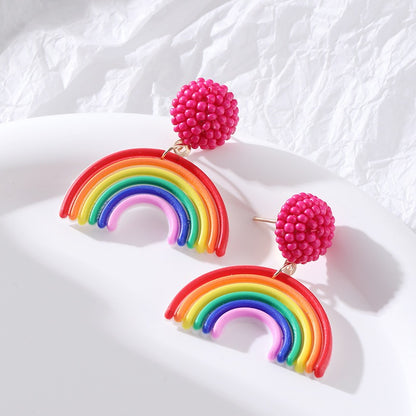 Rainbow Fashion Rice Ball Earrings