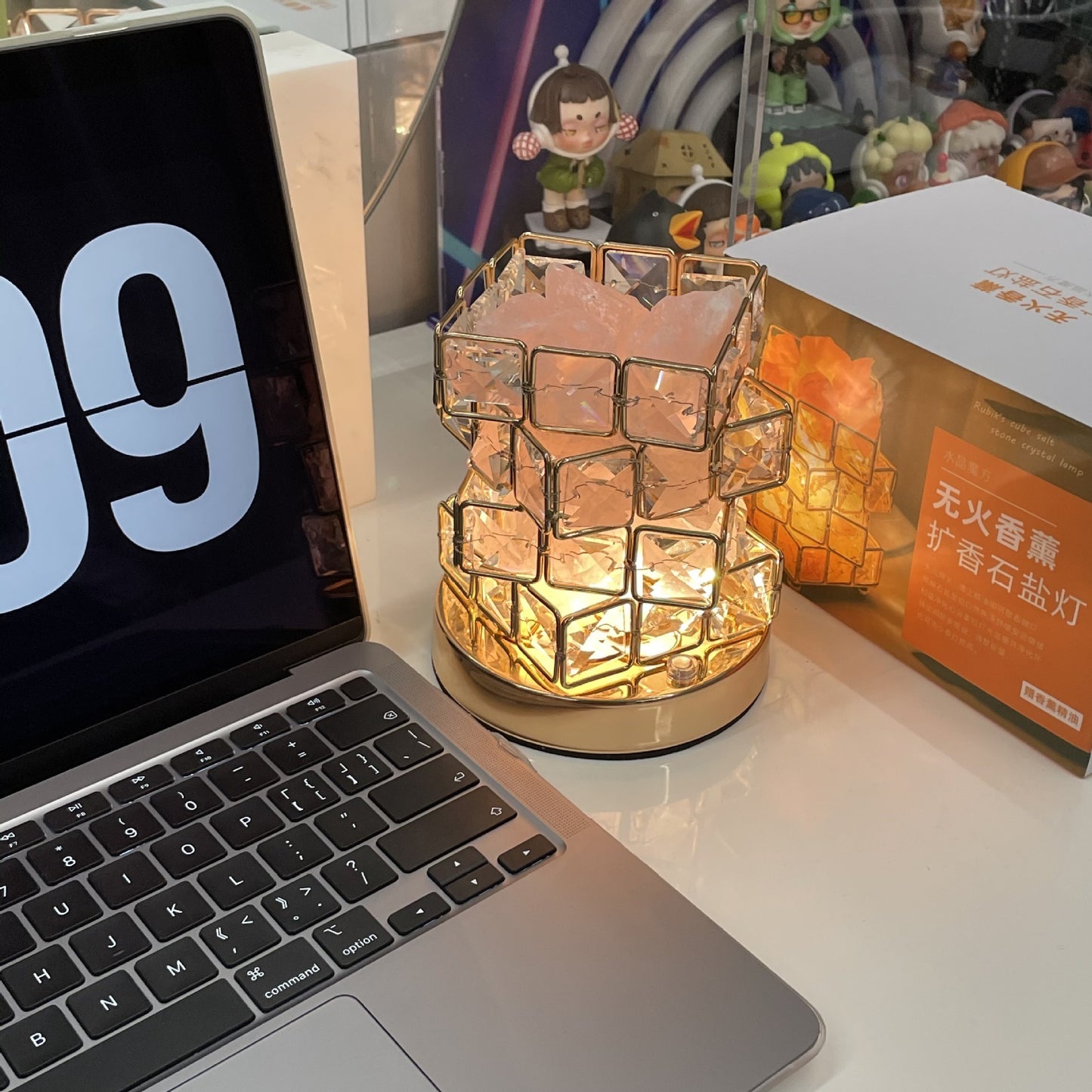 USB Crystal Table Lamp Three Color Dimming Magic Cube Stone Romantic Atmosphere Lights Bedroom Bedside Night Light For Home Room