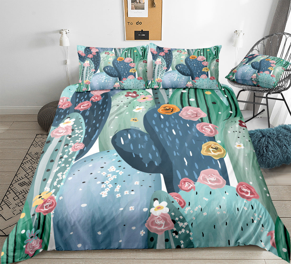 Home Textiles Bedroom Supplies Bed Sheets Pillowcases Cactus Succulent Three or Four Piece Sets