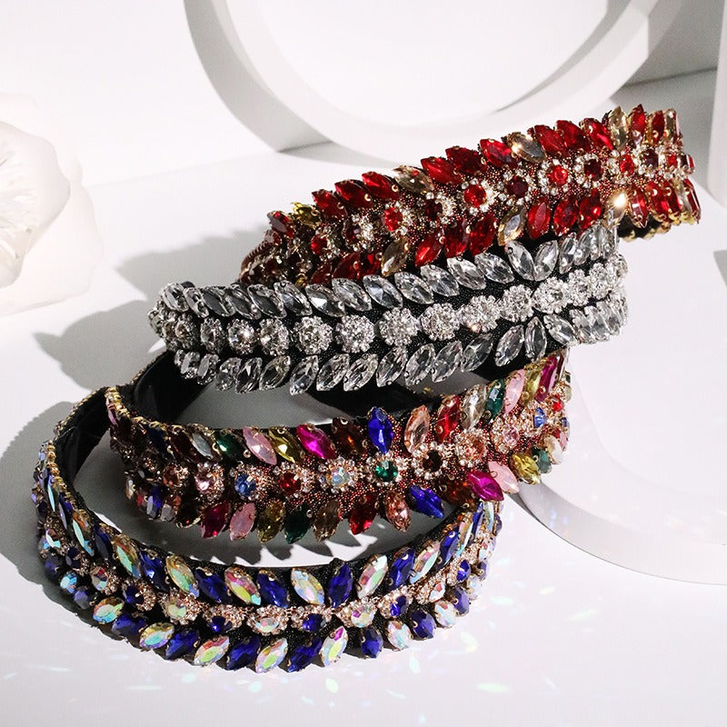 Fashionable Super Flash Set Colored Glass Diamond Crystal Headband Headband