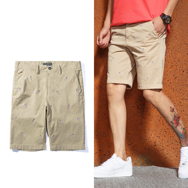 Men's Cotton Casual Cargo Shorts Men Loose Fit Fashion 100% Cotton Knee Length Board Shorts  Plus Size