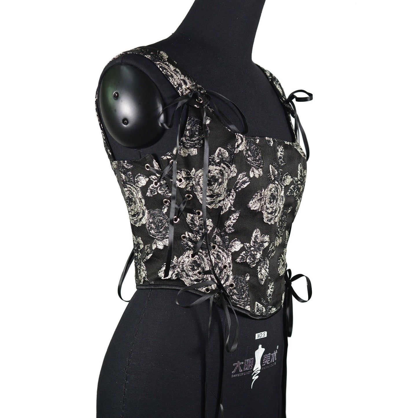 Black Rose Double Layer Fishbone Corset Waistband Retro Corset Outerwear