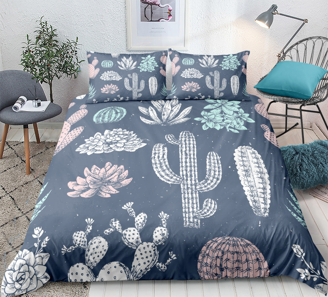 Home Textiles Bedroom Supplies Bed Sheets Pillowcases Cactus Succulent Three or Four Piece Sets