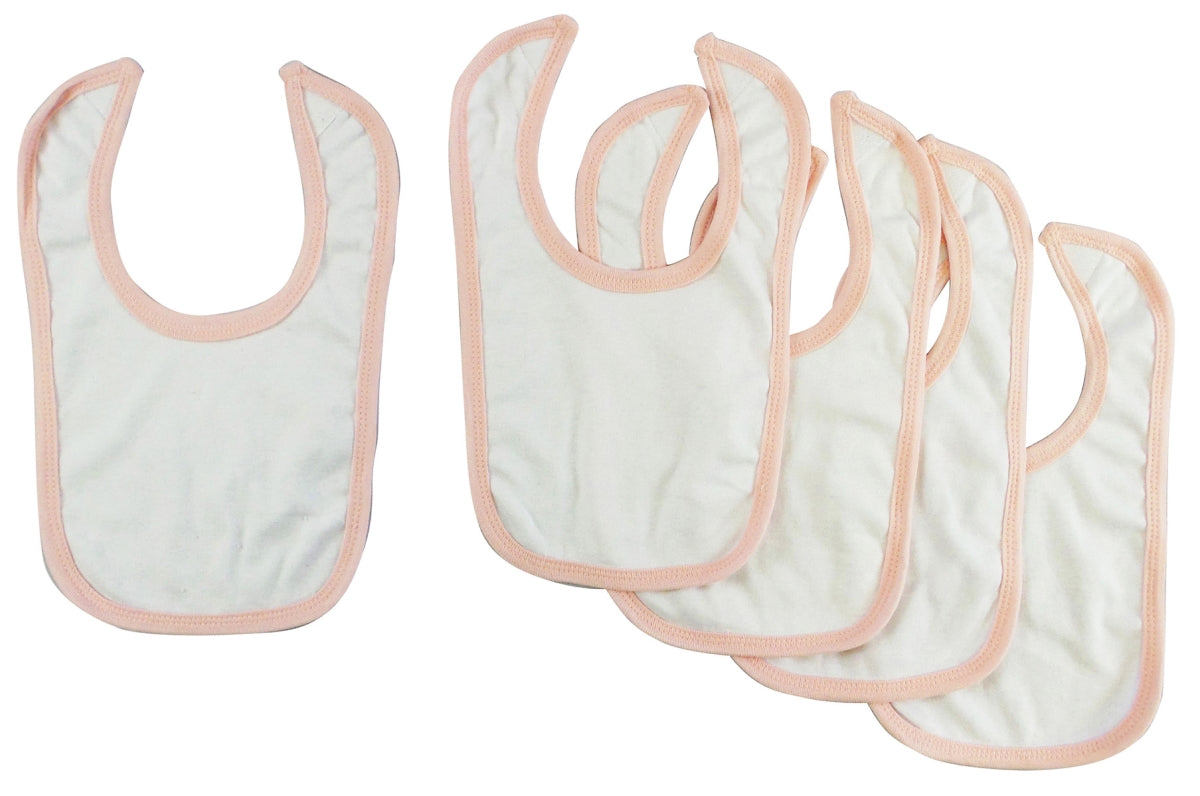 Bambini 1023-W-P-5 Interlock Bib Binding, White & Pink - Pack of 5