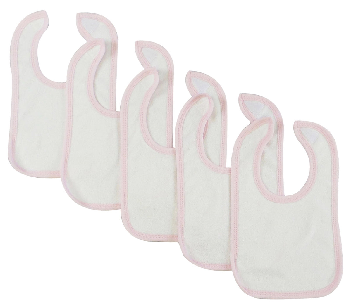 Bambini 1024-W-P-5 12.25 x 7.5 in. Infant Bib, White & Pink - Pack