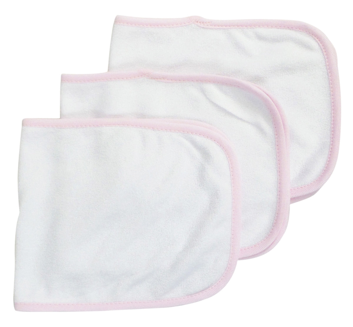 Bambini 1025-P-3 12.25 x 7.5 in. Baby Burpcloth, White with Pink T