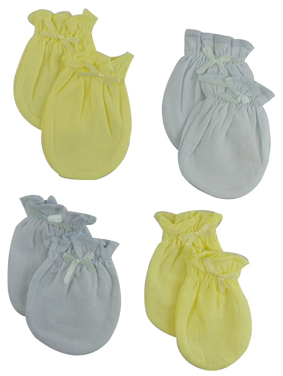 Bambini 116-Blue-Yellow-4-Pack Infant Mittens, Blue & Yellow - Pac