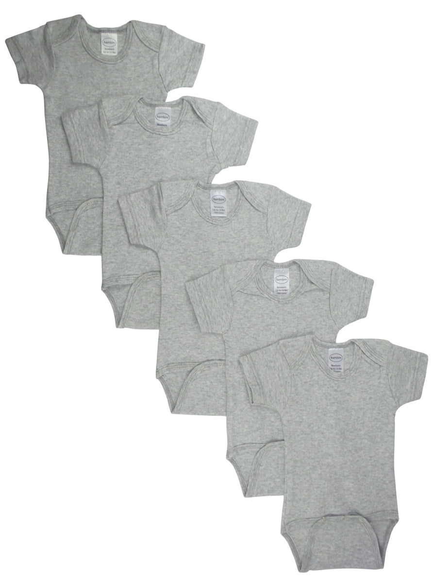 Bambini LS-0182 Bodysuit, Gray - Large - Pack of 5