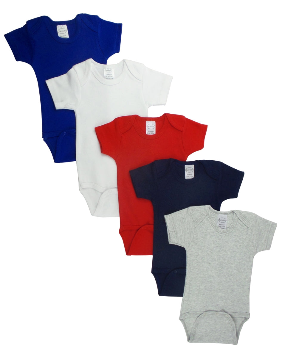 Bambini LS-0202 Short Sleeve Bodysuit - Red, Small - Pack of 5