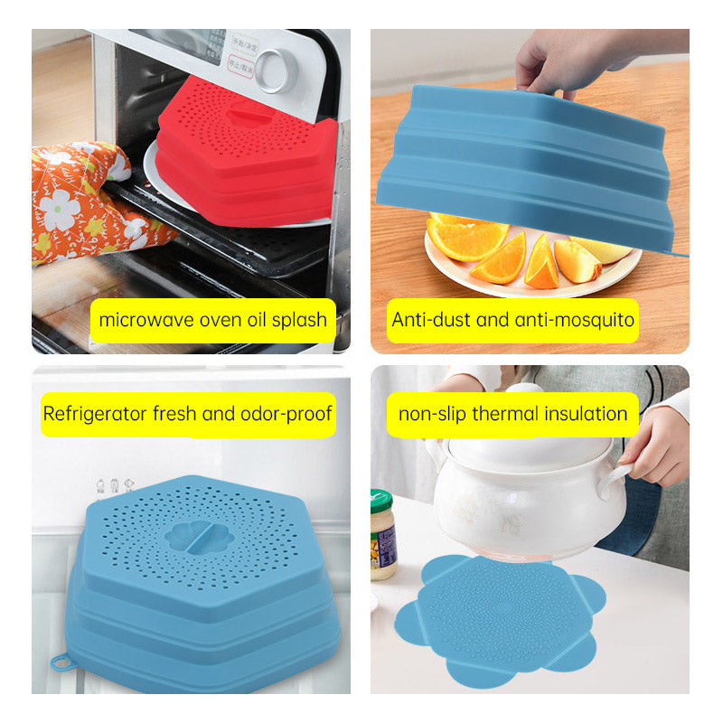 Microwave Oven Anti Spluttering Lid Collapsible Silicone Microwave Food Cover with Plate Microwave Cover lids