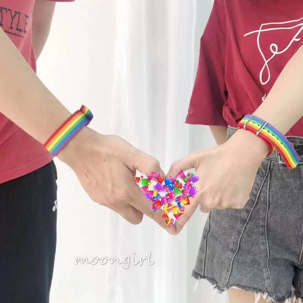 Rainbow Lesbians Gays Bisexuals Transgender Bracelets for Women Girls Pride Woven Braided Men Couple Friendship Jewelry