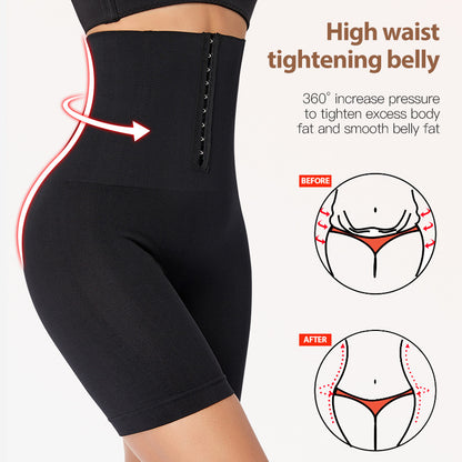 High Waist Abdominal Pants Women's Postpartum Corset Belly Raise Hip Leggings Buckle Adjustment Seamless Boxer Large Size Body Shaper Pants