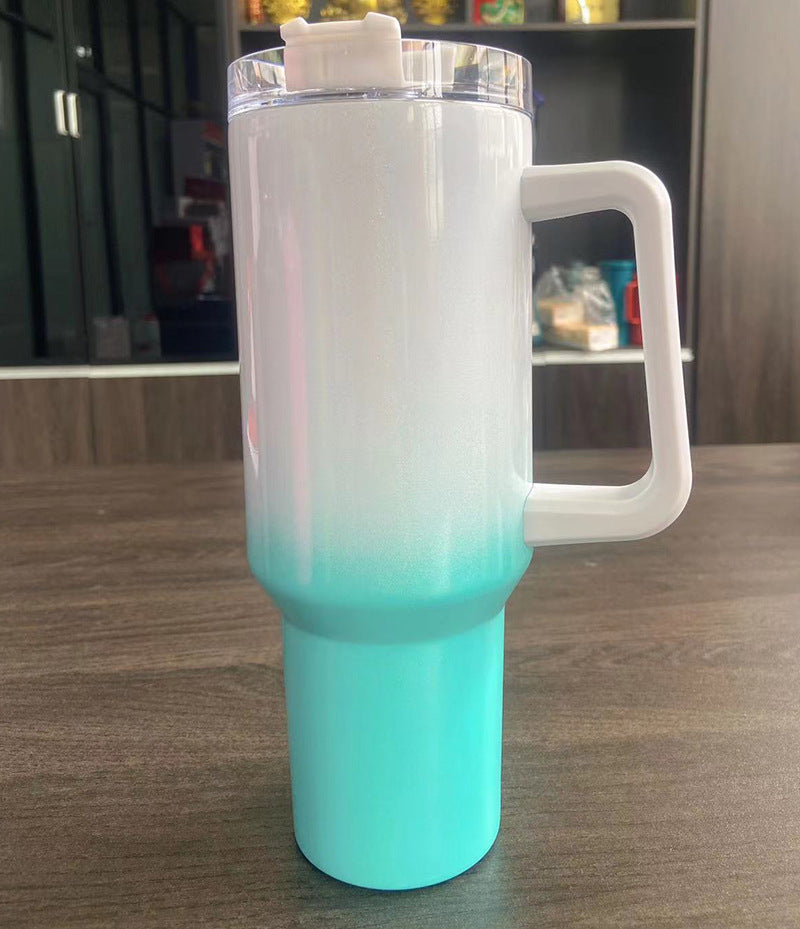 40oz Rainbow Paint Thermal Sublimation Handle Car Cup 304 Stainless Steel Insulation and Cold Insulation Car