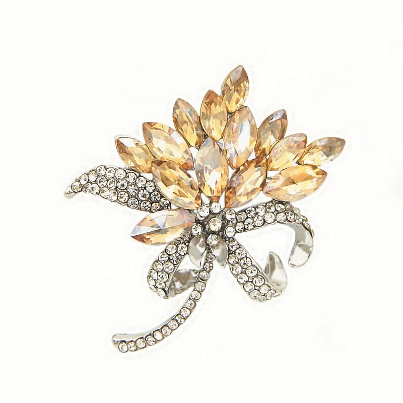 Hot selling and exquisite ink orchid, water diamond, Bauhinia bouquet, glass crystal brooch, clothing, and corsage accessories