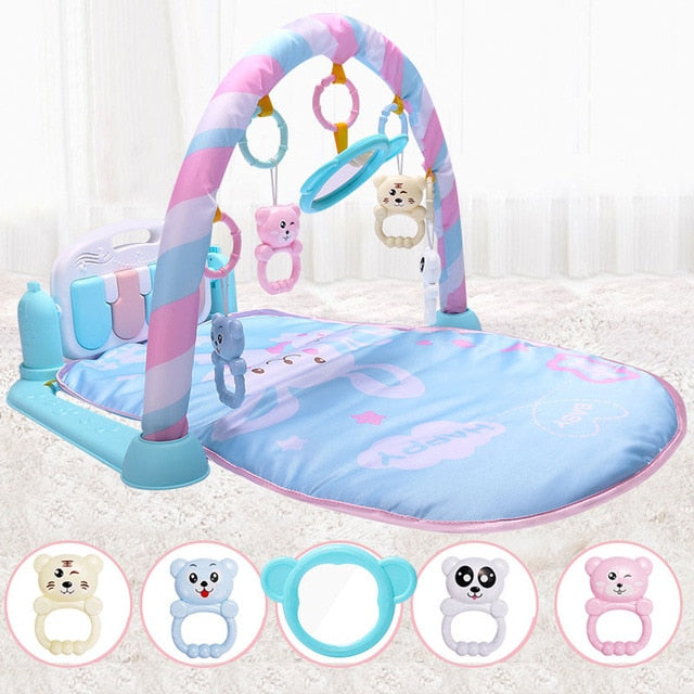 Developing Mat For Newborns Kids Playmat Baby Gym Toys Educational Musical Rugs With Keyboard Frame Hanging Rattles Mirror