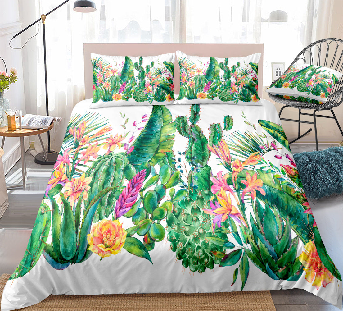 Home Textiles Bedroom Supplies Bed Sheets Pillowcases Cactus Succulent Three or Four Piece Sets