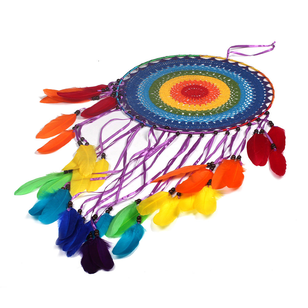 New Colorful Feather Indian Dream Catcher Creative Home Decoration Pendant 40cm Large Circle