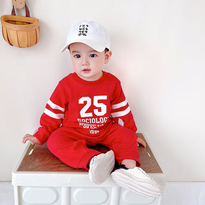 Baby Fall New Long Sleeve Romper Boy Baby Onesie Sports Style Baby Korean Version Baby Clothes