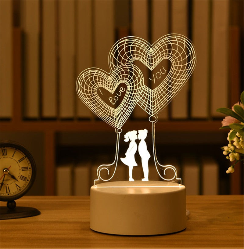 3D Night Light LED Table Light Creative Gift Bedhead Light Small Gift Valentine's Day Children's Day Gift