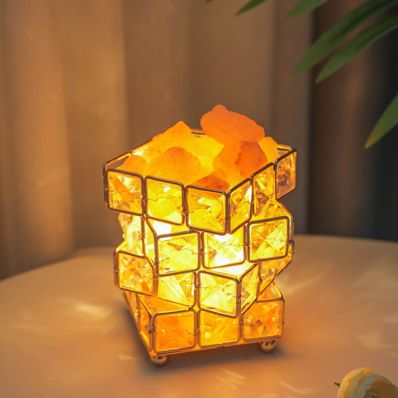 USB Crystal Table Lamp Three Color Dimming Magic Cube Stone Romantic Atmosphere Lights Bedroom Bedside Night Light For Home Room