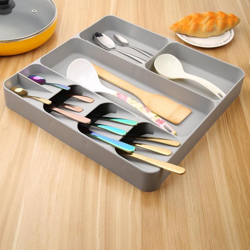 Cutlery Organizer Kitchen Drawer Organizer Tray Spoon Cutlery Separation Finishing Storage Box Tableware Kitchen Tool Dropship