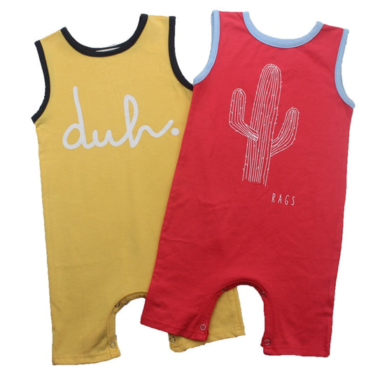 Baby Boys Romper Girls Summer Sleeveless Jumpsuit Cactus Letter Printing Infant Newborn Clothes Tiny Cottons Rompers