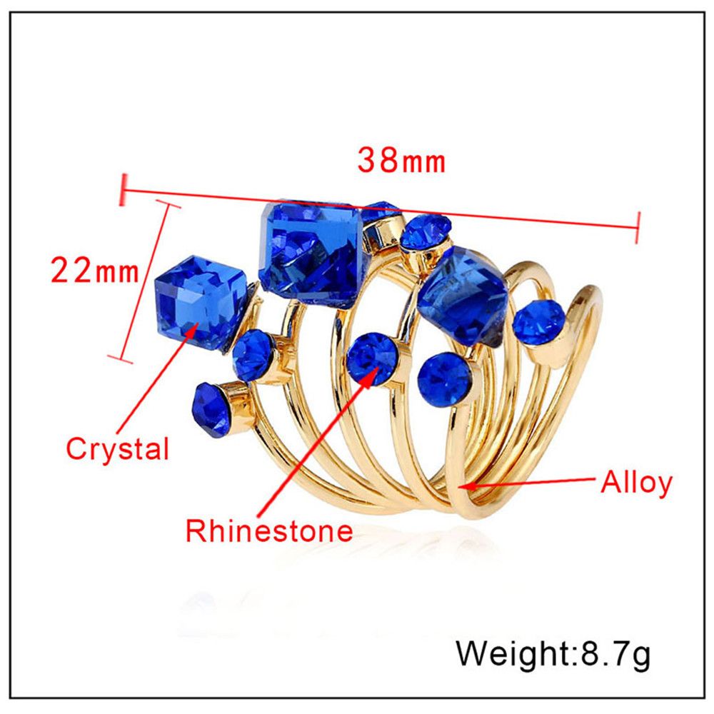 Punk Antique Black Crystal Stone Opening Gold Rings Set for Women Men Adjustable Gothic Statement Party Jewelry