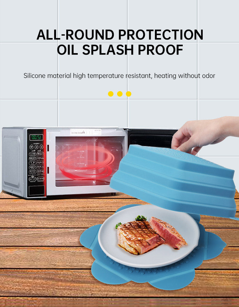 Microwave Oven Anti Spluttering Lid Collapsible Silicone Microwave Food Cover with Plate Microwave Cover lids