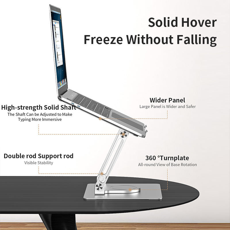 Office Aluminum Notebook Bracket Computer Cooling Bracket Double Pole Folding 360 Degree Stepless Rotation